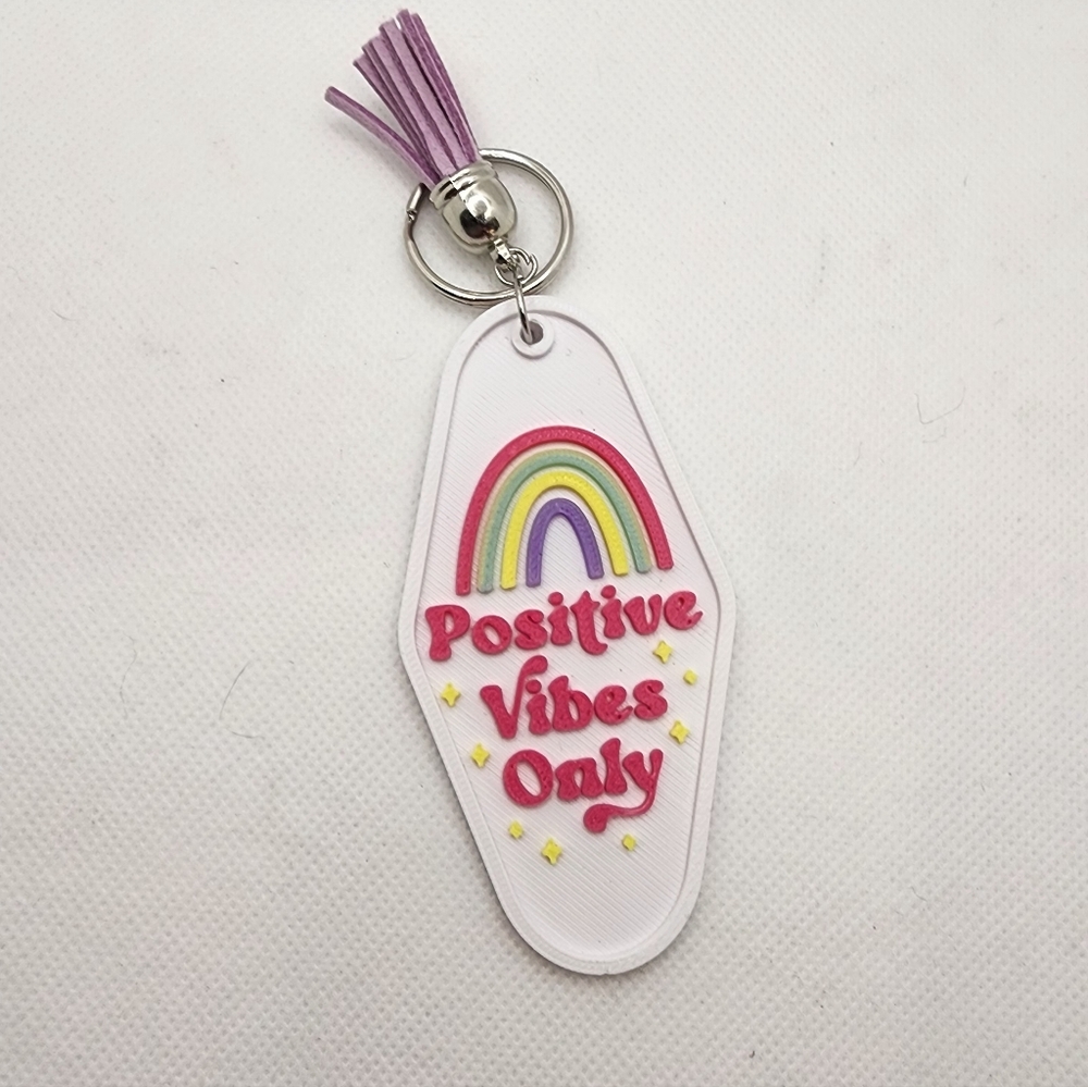Keychain/Bag Charm Rainbow with Positive Vibes